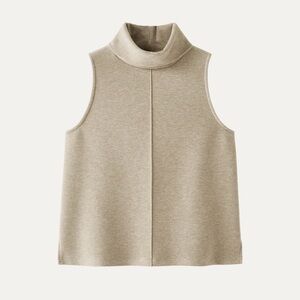 OGL Tan Sleeveless Turtleneck Tunic